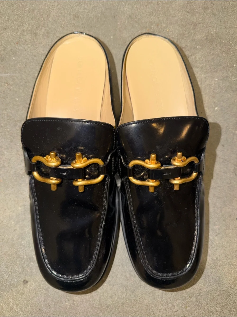 Bottega Veneta Black Leather Slip-On Loafers with Gold Hardware